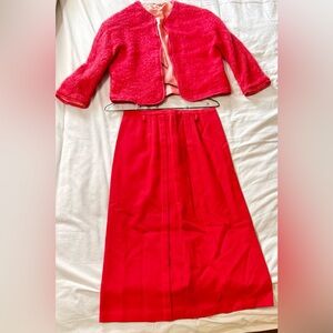 True vintage suit set pink Classic Pleated Pencil Style